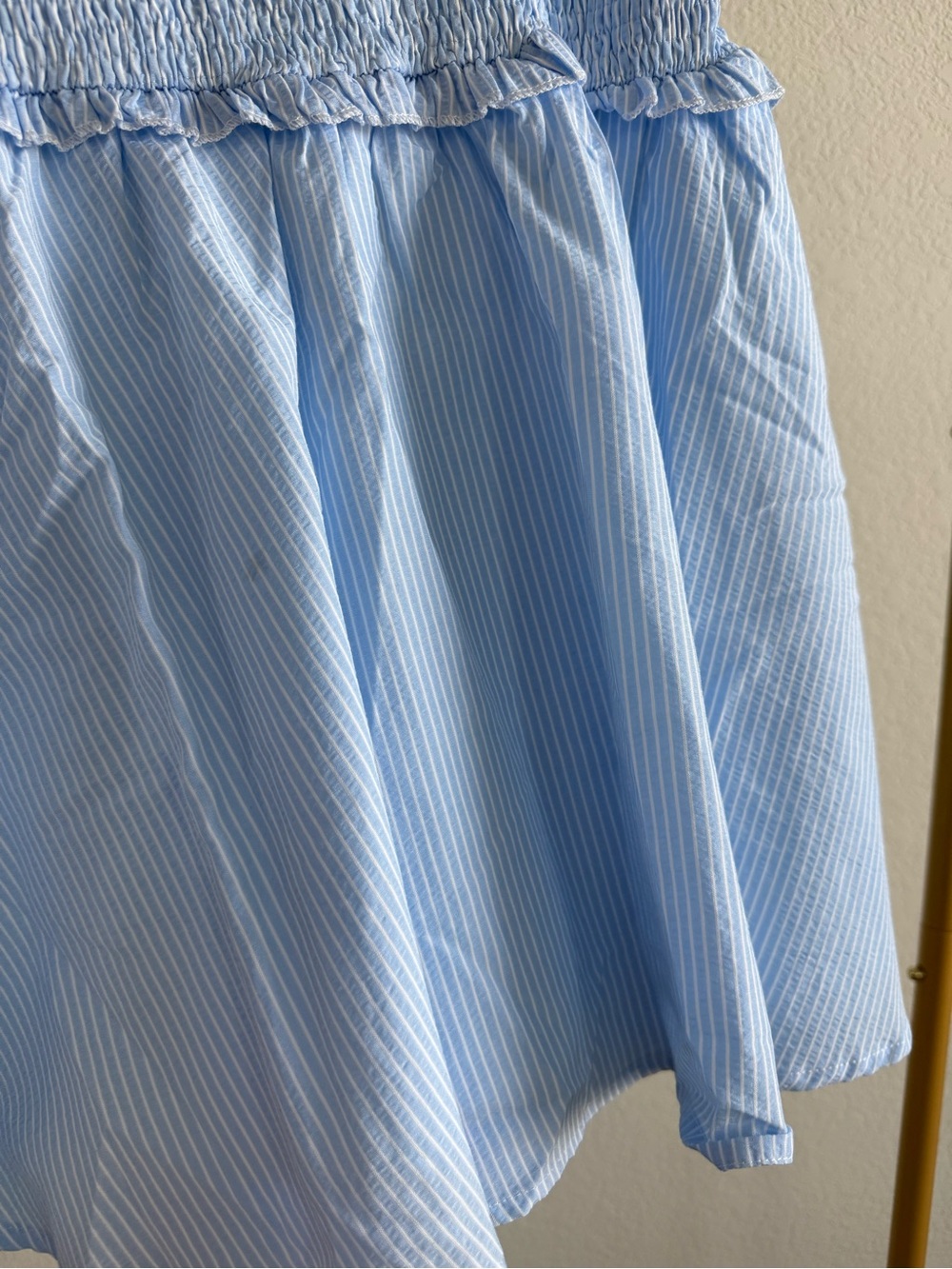 Petal & Pup Light Blue and White Striped V-Neck Dress - Picture 4 of 4